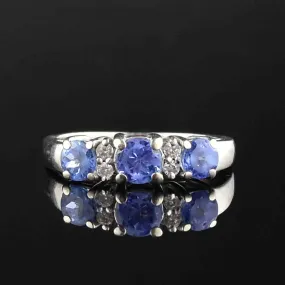 14K White Gold Diamond Tanzanite Band Ring