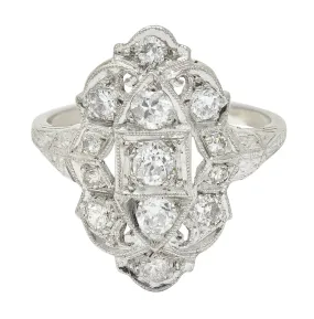 1920's Art Deco 0.80 CTW Diamond Platinum Dinner Ring