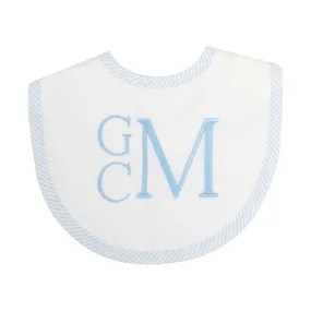 Blue Seersucker Stripe Pique Bib