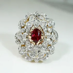 Breathtaking Belle Époque Ruby & Diamond Statement Ring