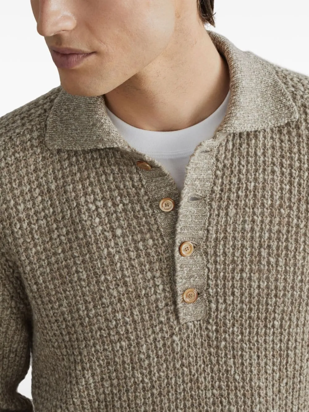 CASHMERE AND WOOL KNITTED POLO