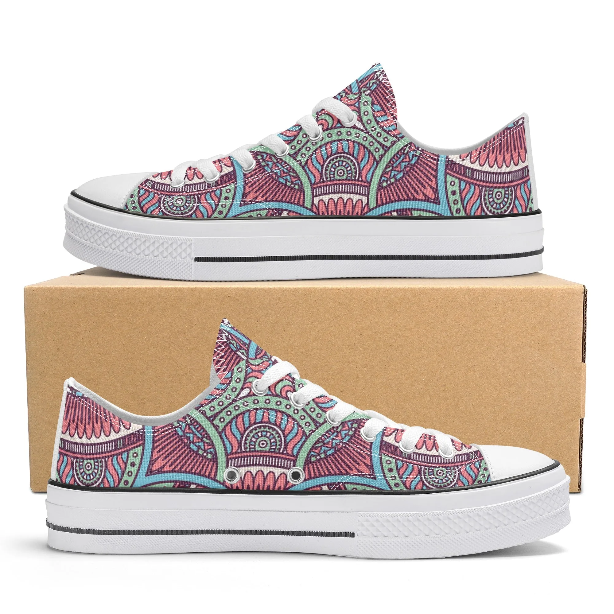 Colorful Mandala Pattern - Mens Classic Low Top Canvas Shoes for Footwear Lovers