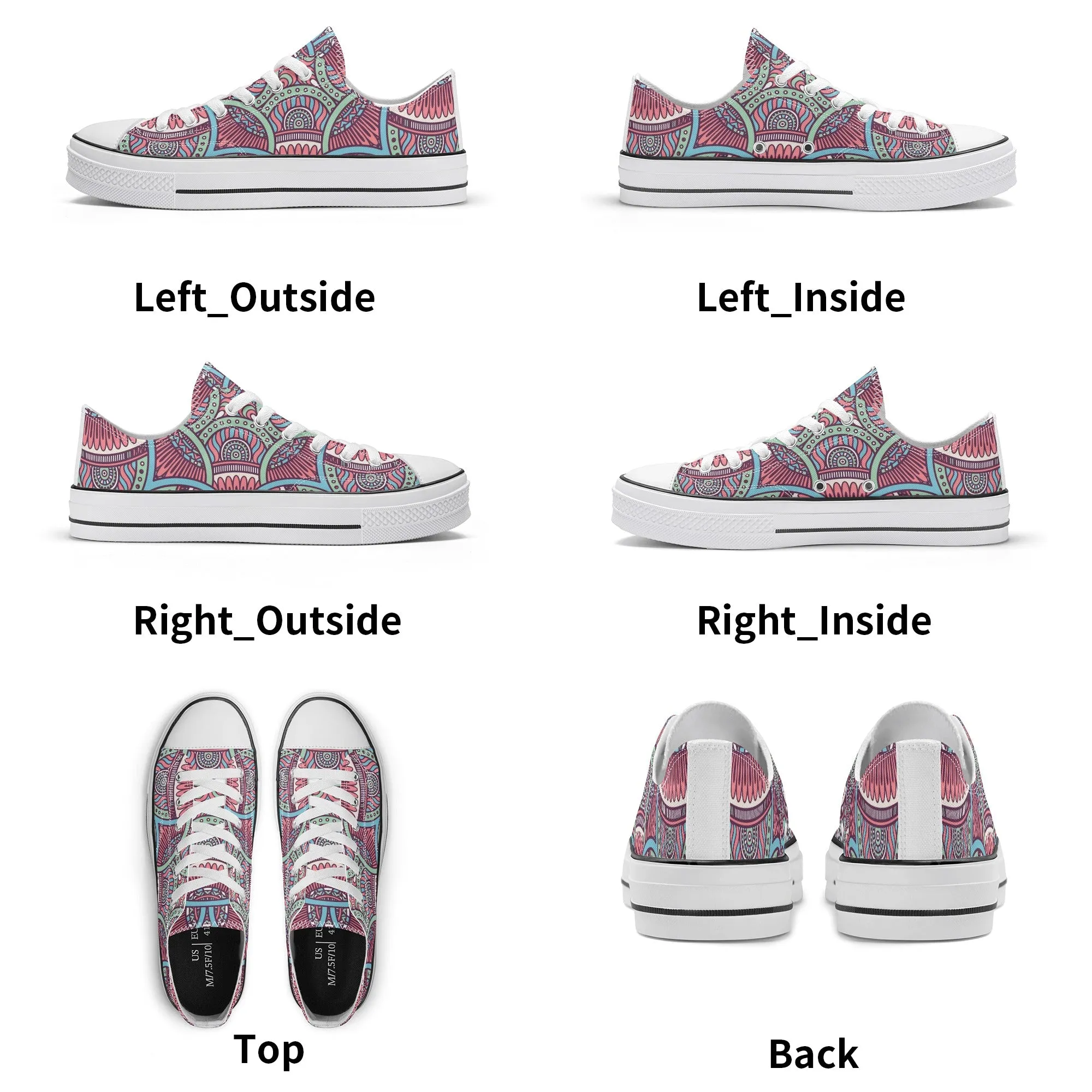 Colorful Mandala Pattern - Mens Classic Low Top Canvas Shoes for Footwear Lovers