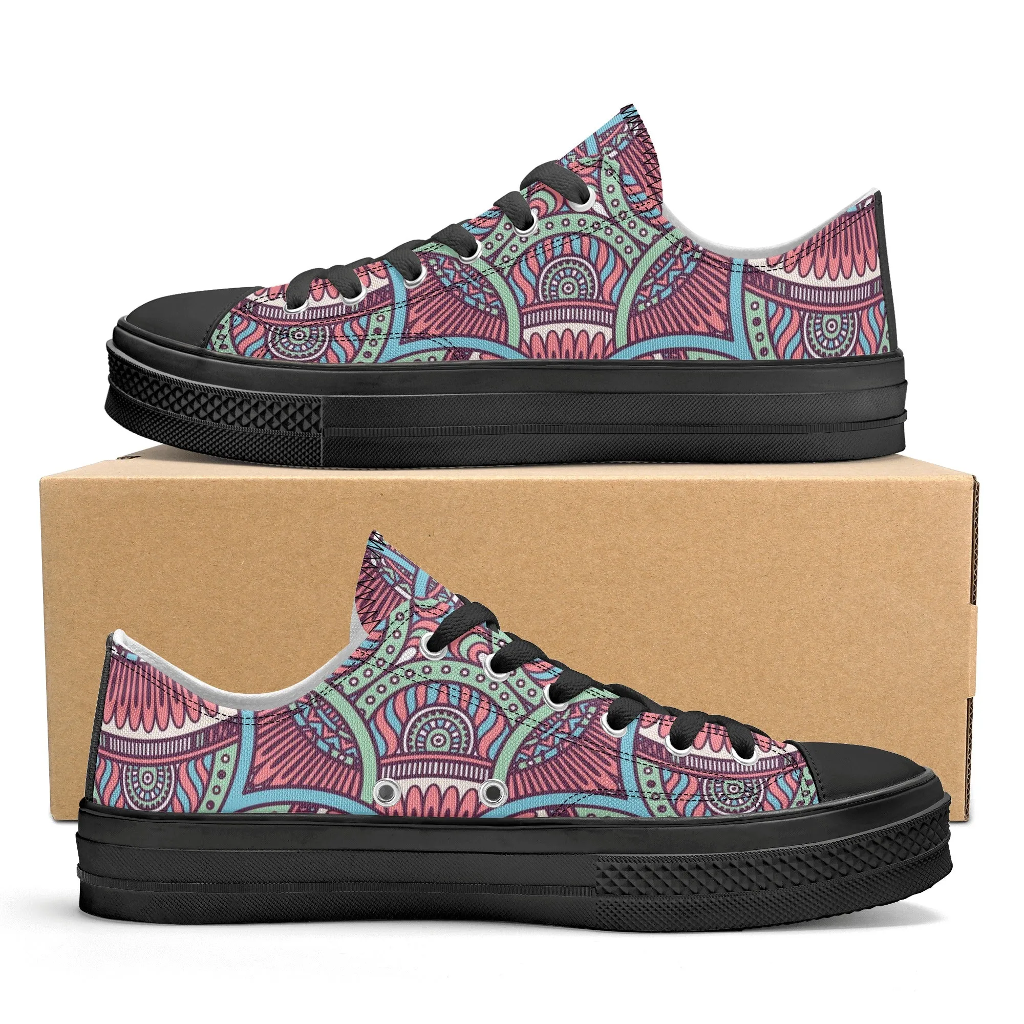 Colorful Mandala Pattern - Mens Classic Low Top Canvas Shoes for Footwear Lovers
