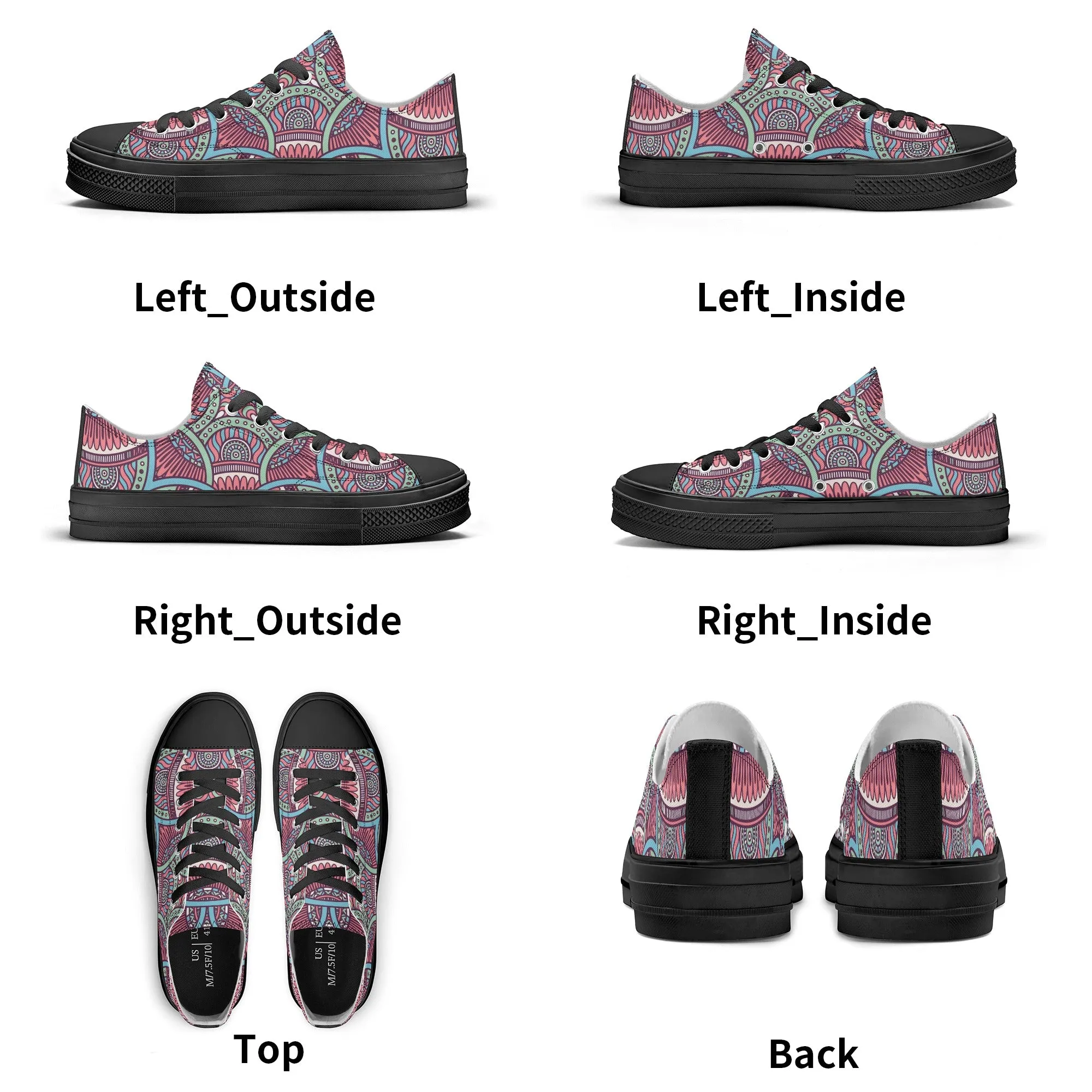 Colorful Mandala Pattern - Mens Classic Low Top Canvas Shoes for Footwear Lovers