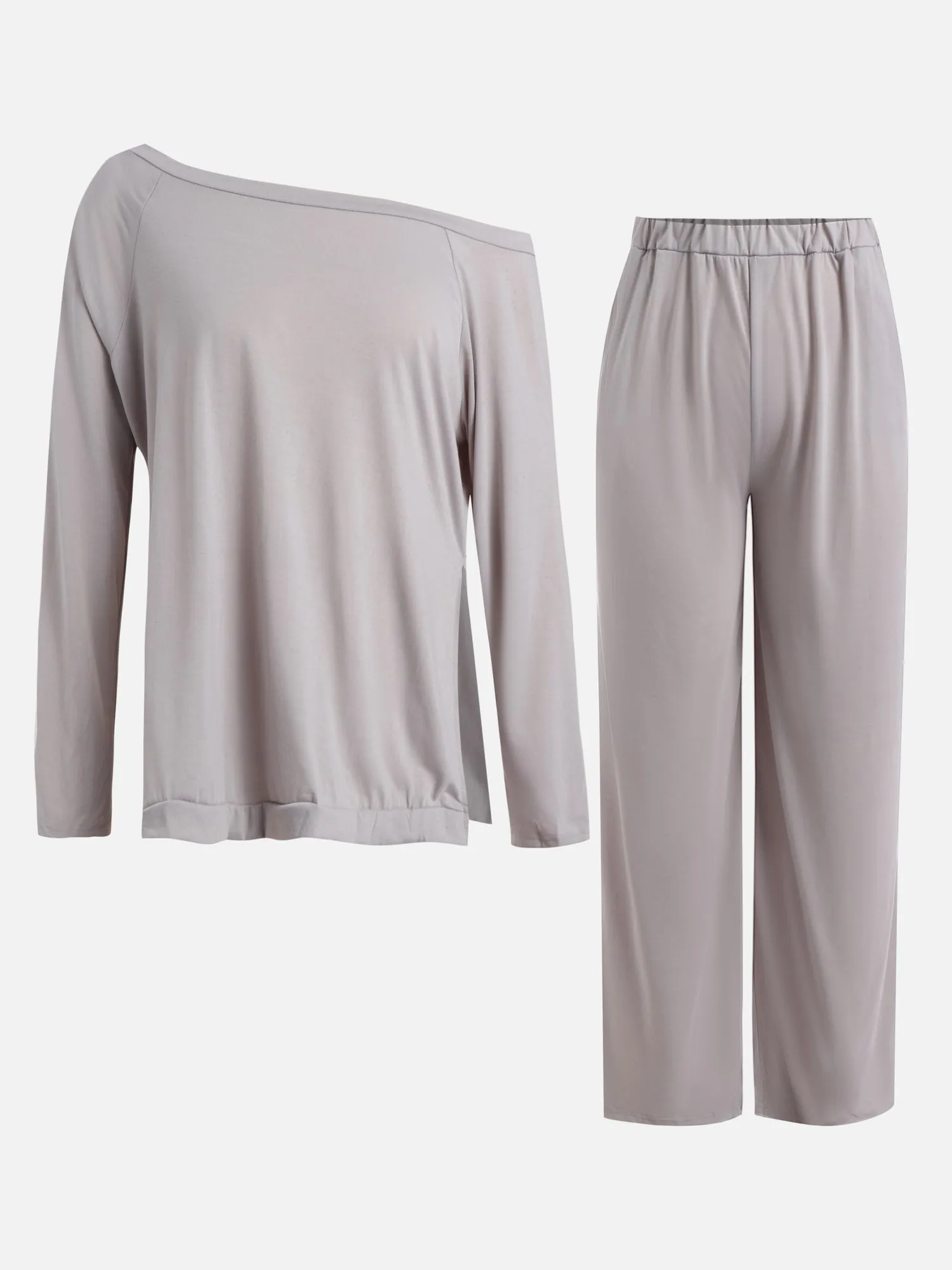 Cotton Loose Off-Shoulder & Wide Leg Pants Set