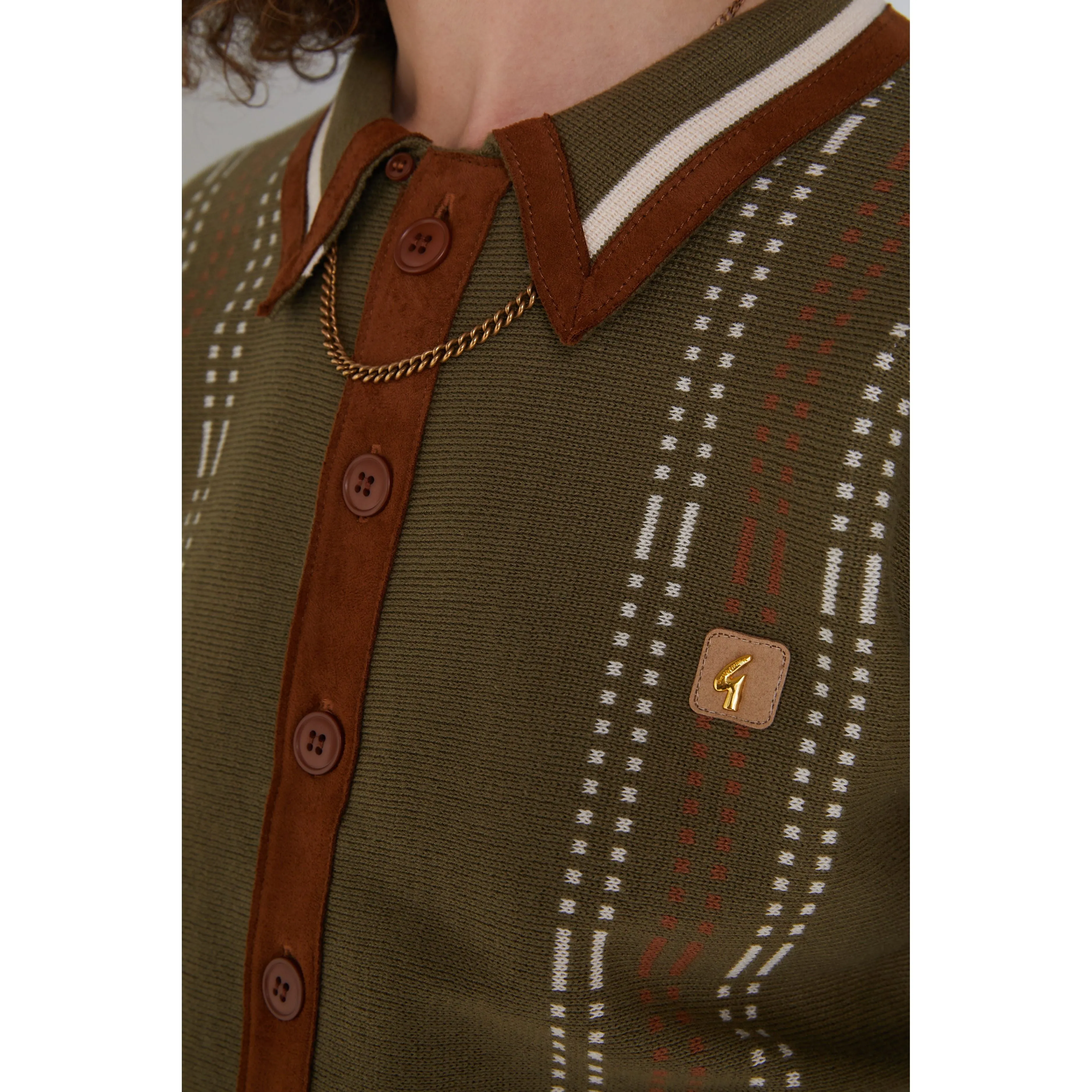 Gabicci Vintage x Modfather Clothing - Women's Exclusive Yardi Cardi Olivio - Polo Knit