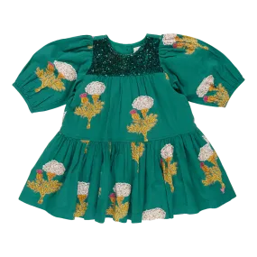 Girls Fiona Dress - Emerald Marigold