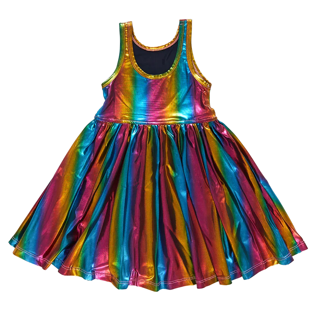 Girls Liza Lame Dress - Rainbow
