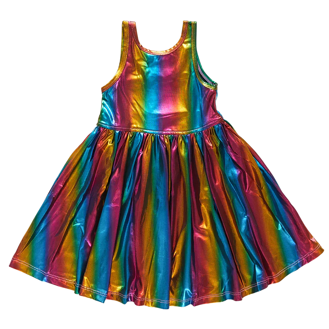 Girls Liza Lame Dress - Rainbow