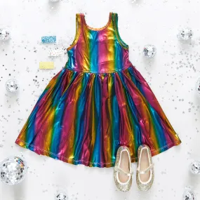 Girls Liza Lame Dress - Rainbow