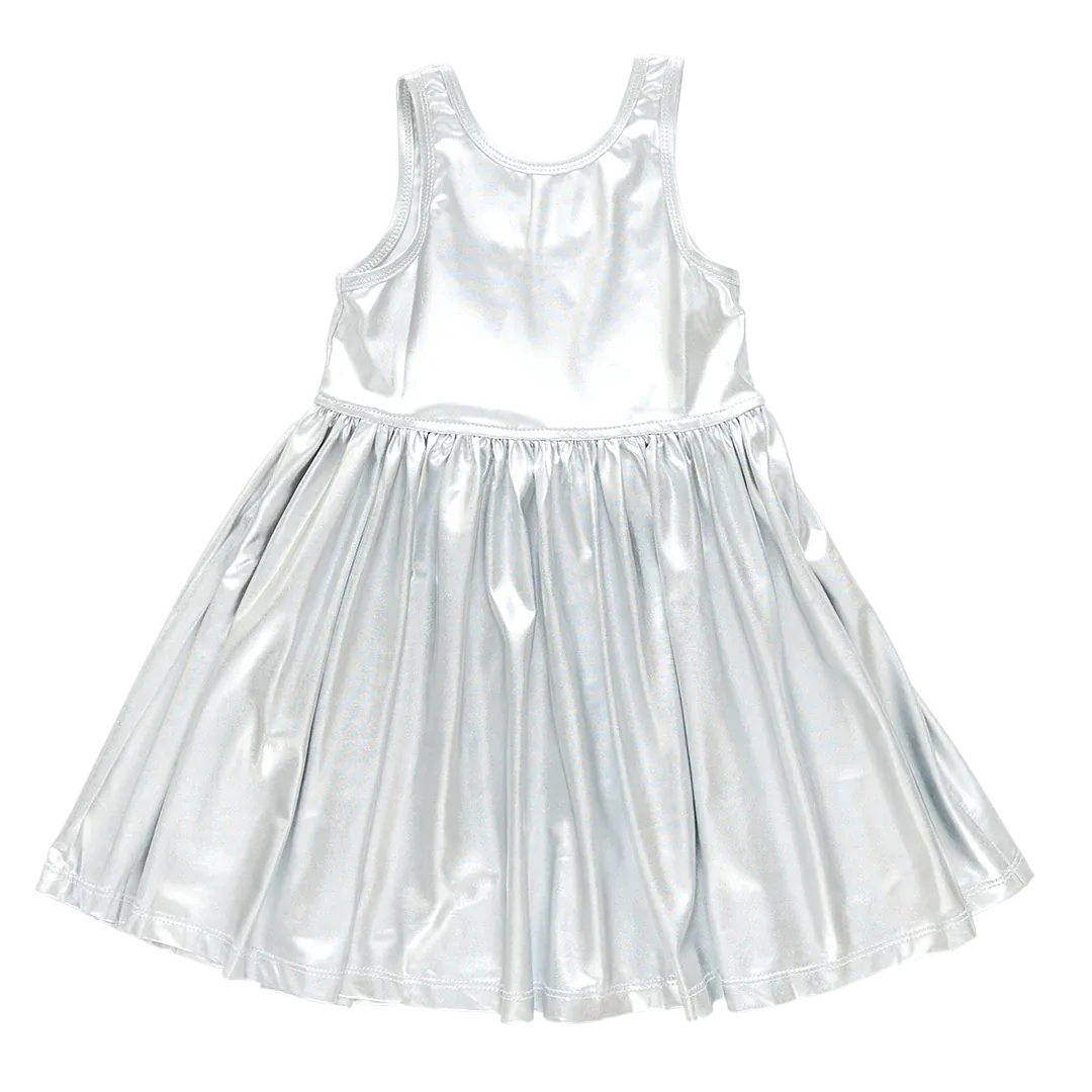 Girls Liza Lame Dress - Silver
