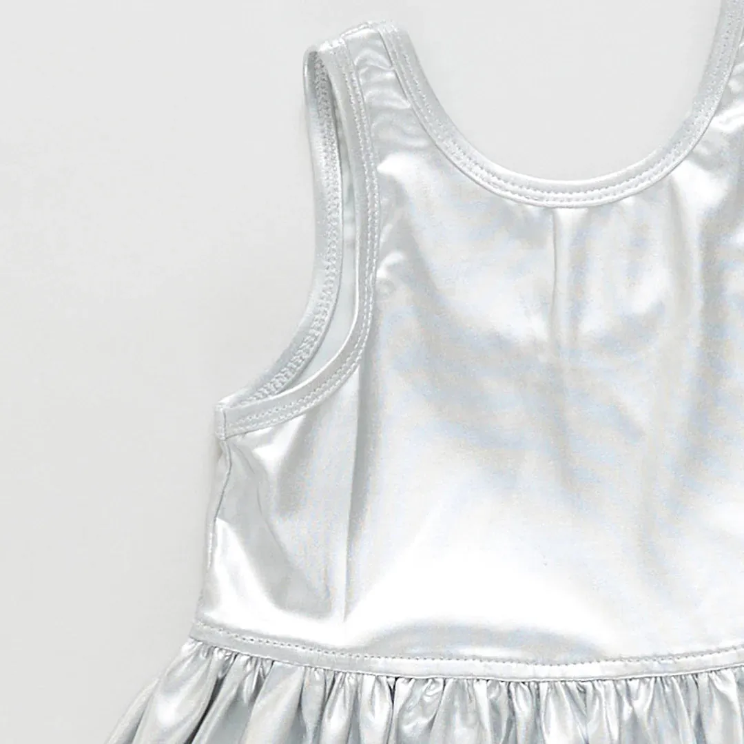 Girls Liza Lame Dress - Silver