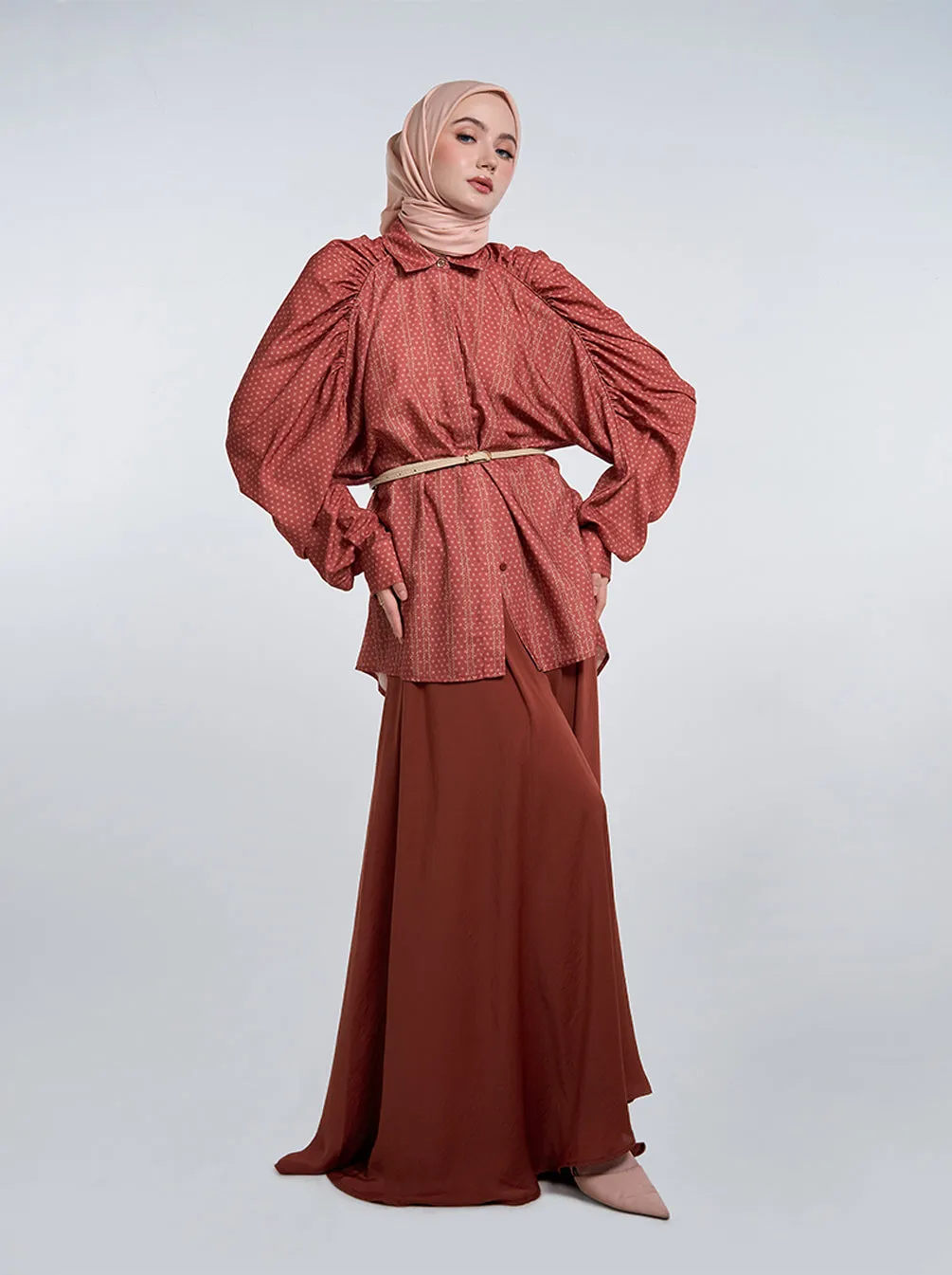 LANITA GATHERED TOP ROSEWOOD