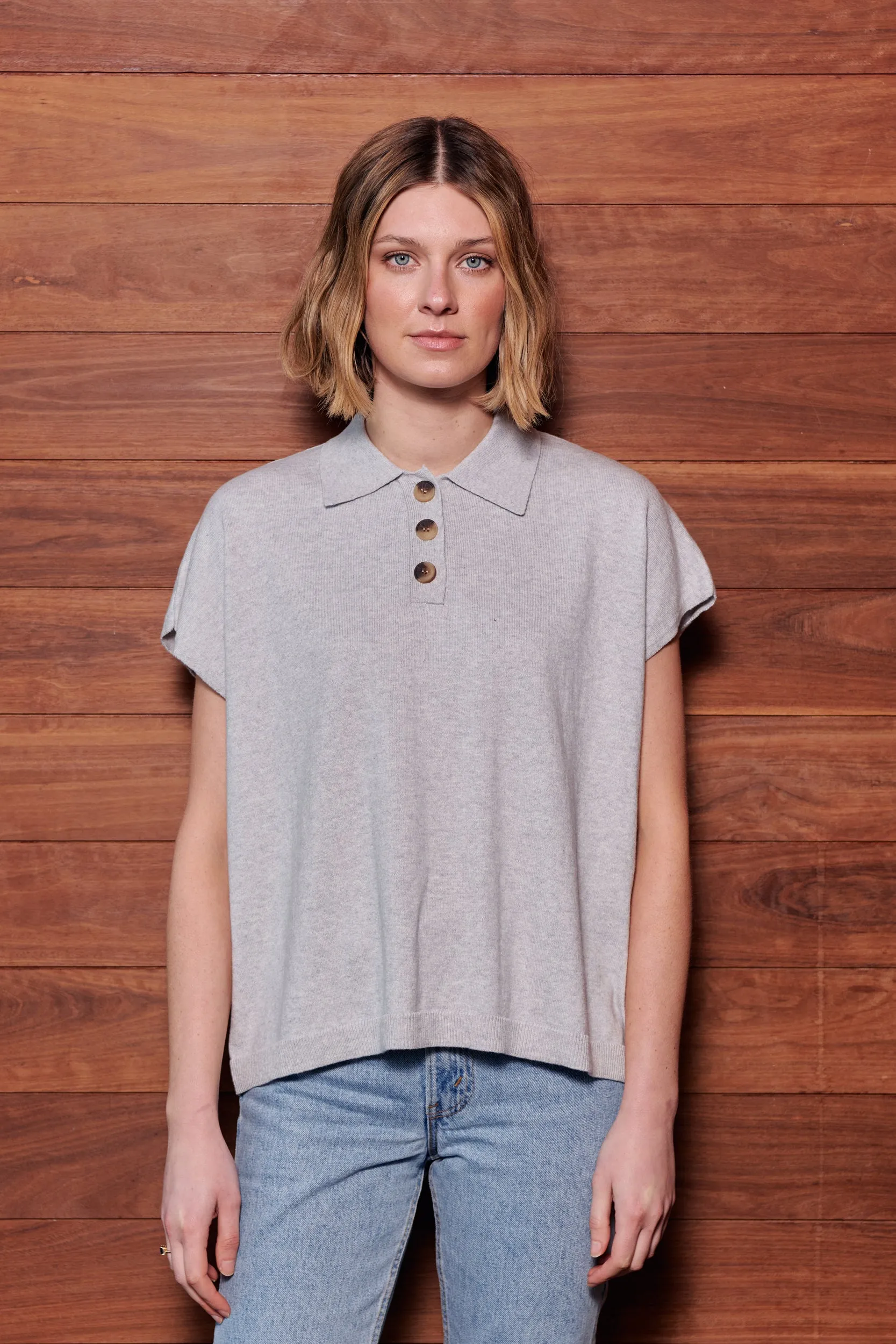 Light Grey Marle Polo T Shirt